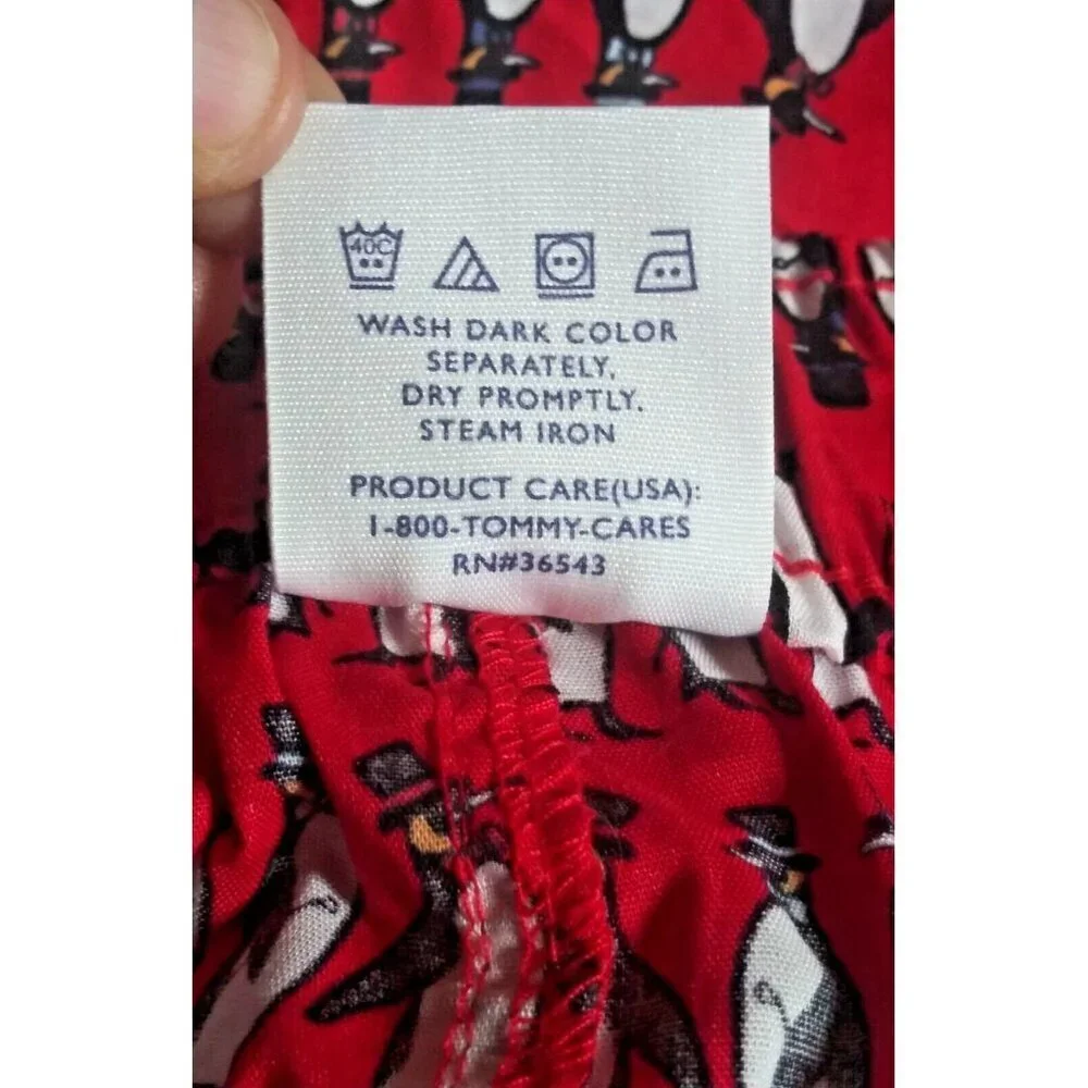Tommy Hilfiger Men’s Pajama Pants XL Red PENGUIN PRINT allover Lounge Sleep EUC